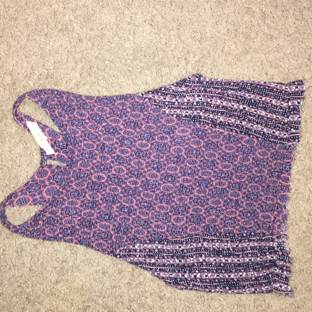 Cropped halter smocked print top